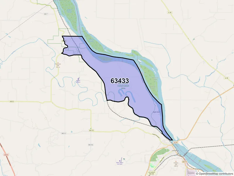 Map of ZIP Code 63433 — Ashburn, MO