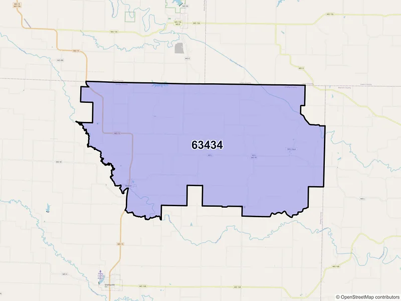 Map of Bethel, Missouri and ZIP codes