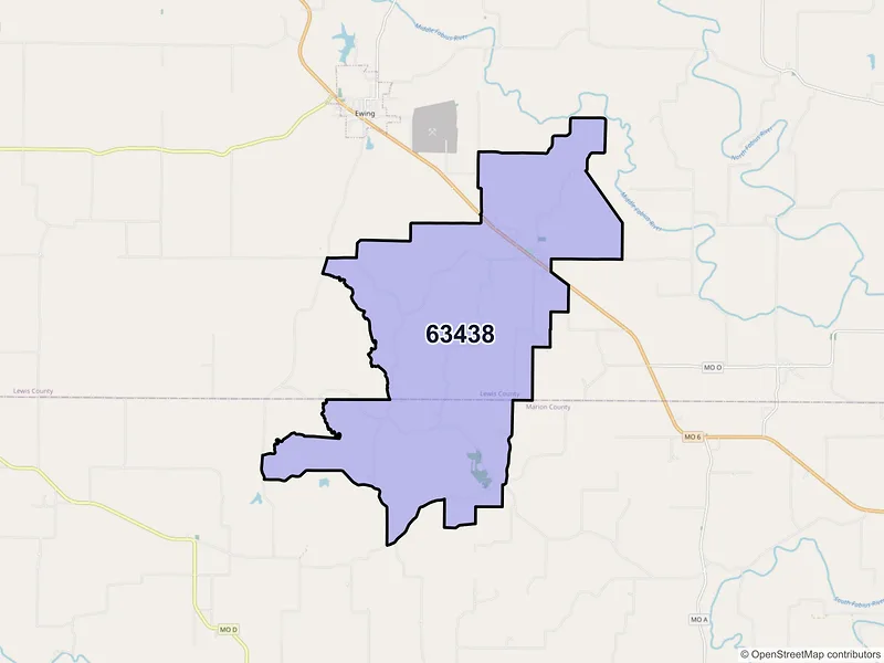Map of ZIP Code 63438 — Durham, MO