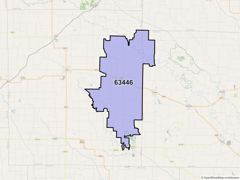 Map of Knox City, Missouri and ZIP codes