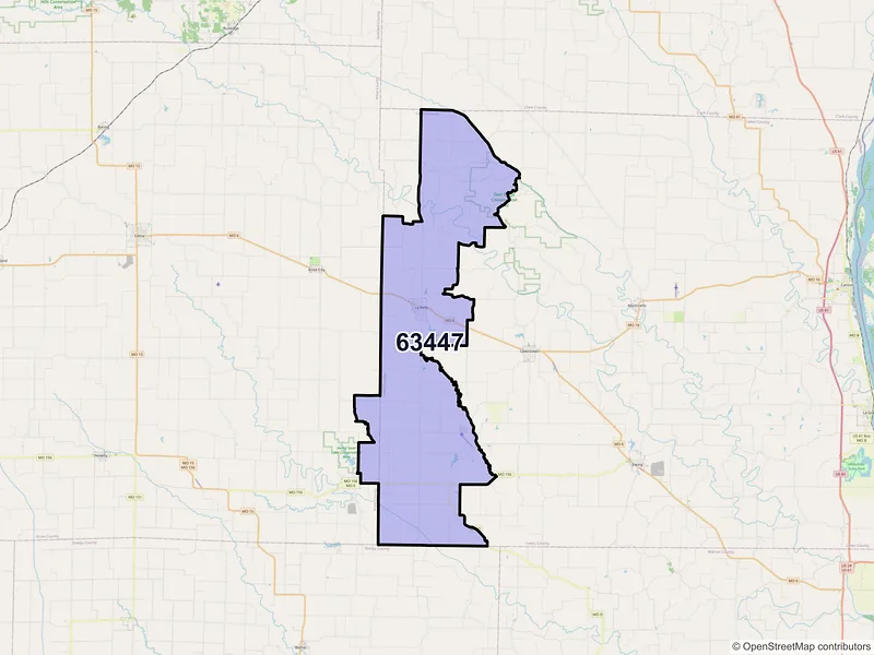 Map of La Belle, Missouri and ZIP codes