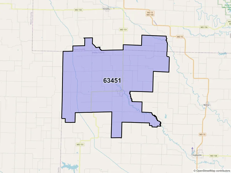 Map of ZIP Code 63451 — Leonard, MO