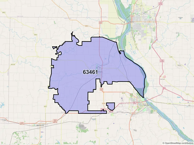 Map of ZIP Code 63461 — Palmyra, MO