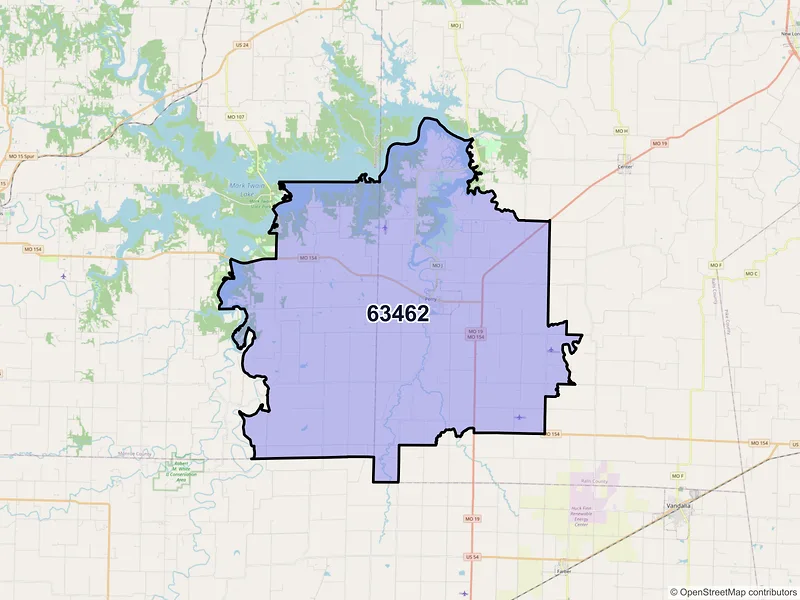 Map of ZIP Code 63462 — Perry, MO