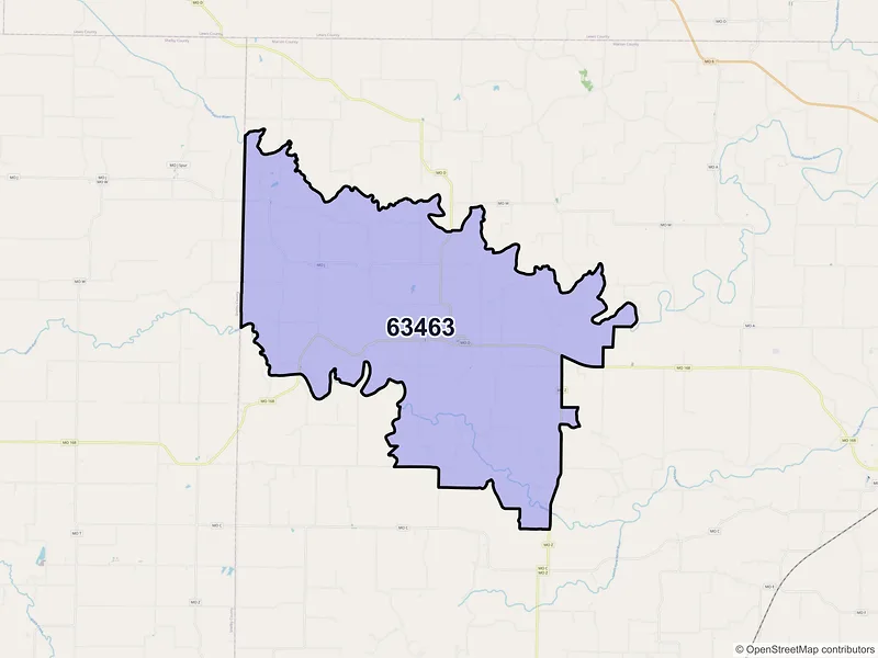 Map of ZIP Code 63463 — Philadelphia, MO
