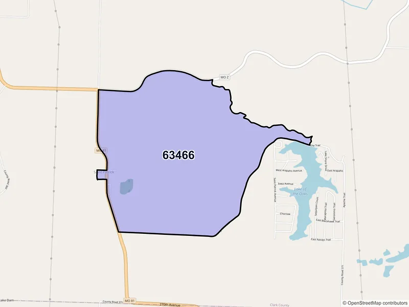Map of Saint Patrick, Missouri and ZIP codes