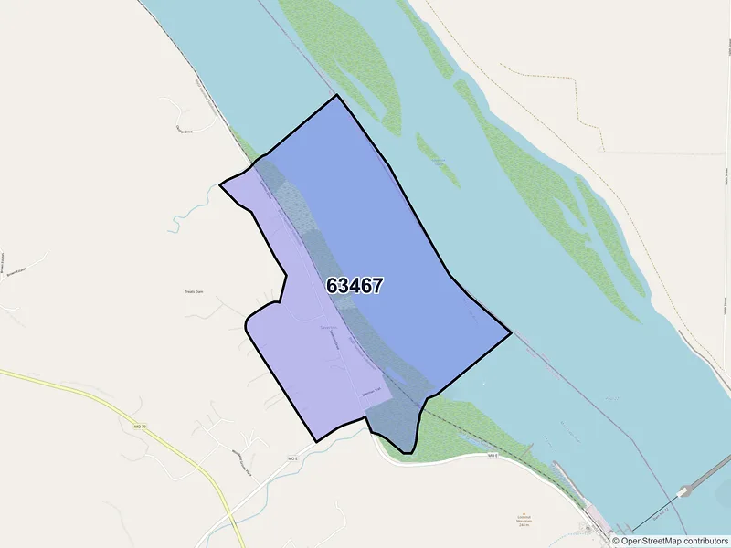 Map of Saverton, Missouri and ZIP codes