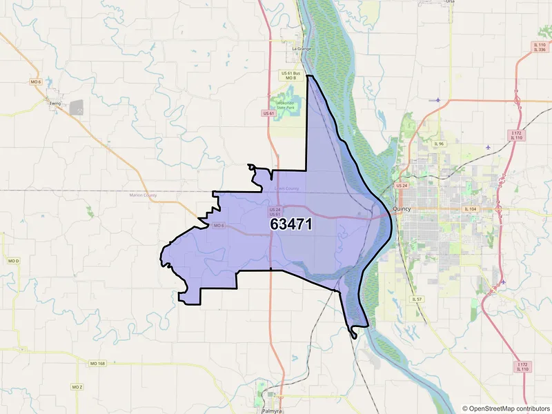 Map of Taylor, Missouri and ZIP codes