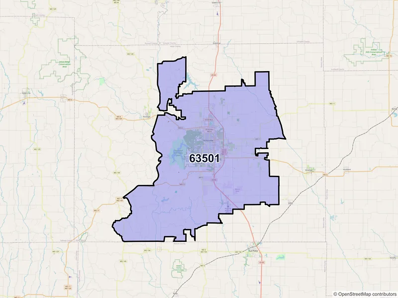 Map of ZIP Code 63501 — Kirksville, MO