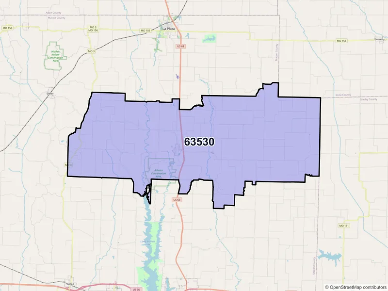 Map of ZIP Code 63530 — Atlanta, MO