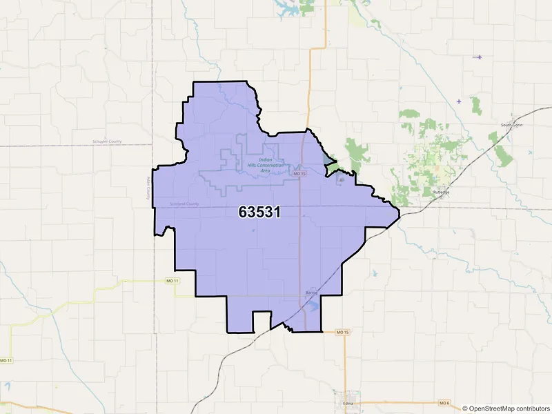Map of ZIP Code 63531 — Baring, MO