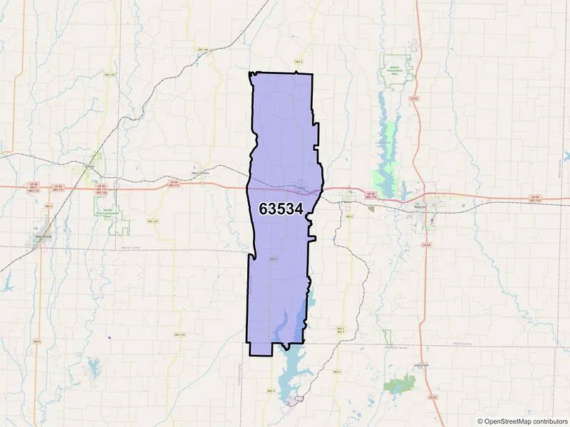 Map of ZIP Code 63534 — Callao, MO