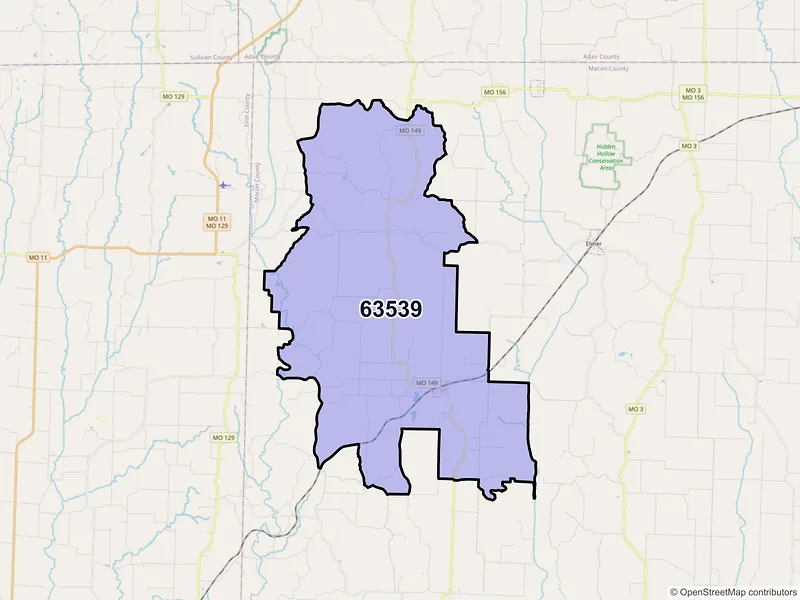 Map of ZIP Code 63539 — Ethel, MO