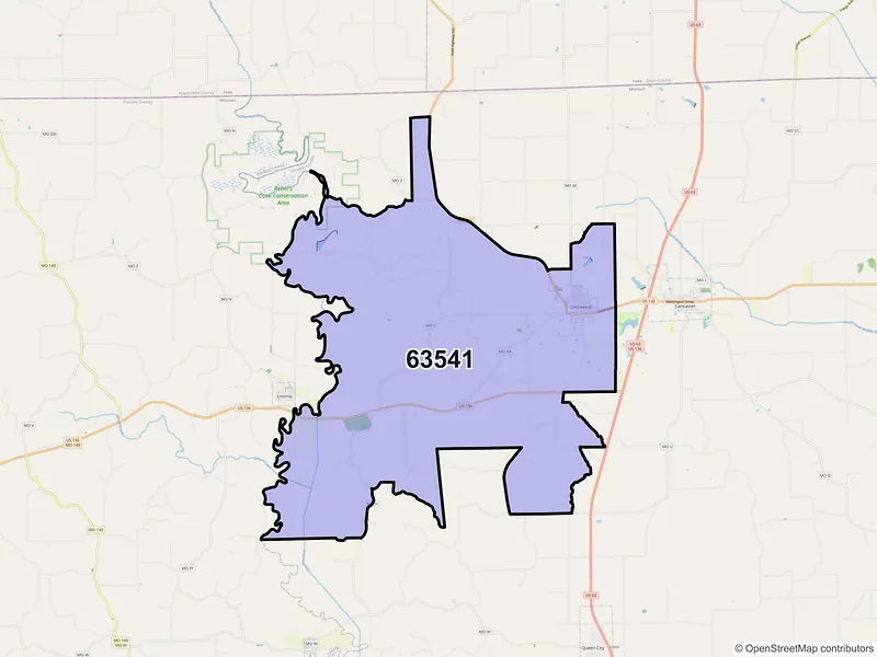 Map of ZIP Code 63541 — Glenwood, MO