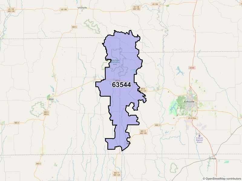Map of ZIP Code 63544 — Green Castle, MO