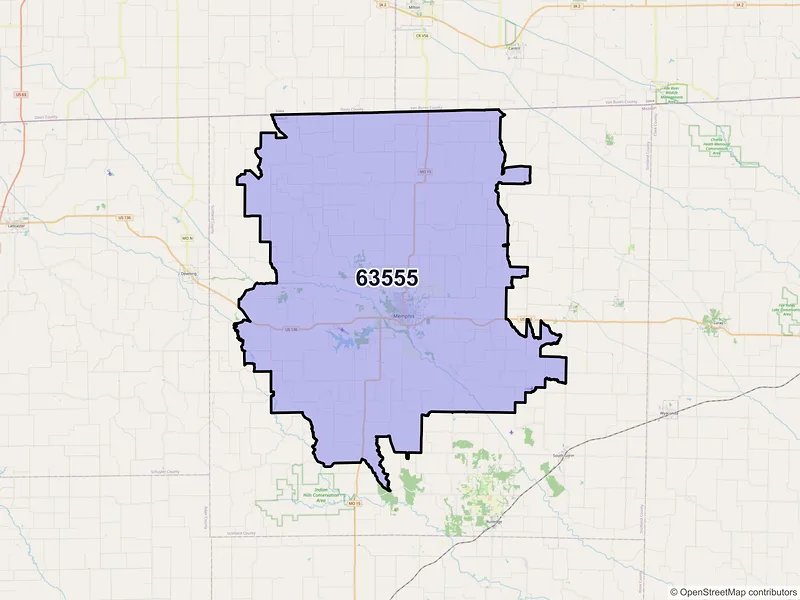 Map of ZIP Code 63555 — Memphis, MO