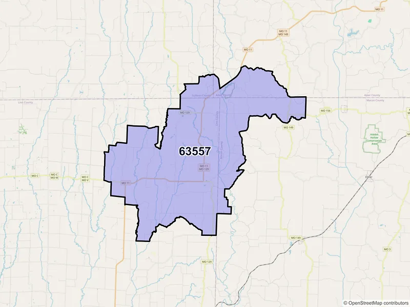 Map of ZIP Code 63557 — New Boston, MO