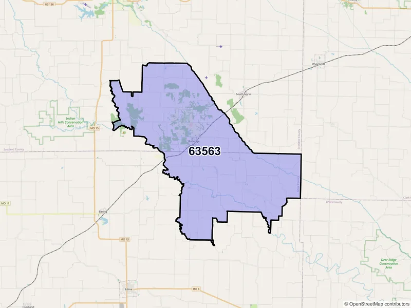 Map of ZIP Code 63563 — Rutledge, MO