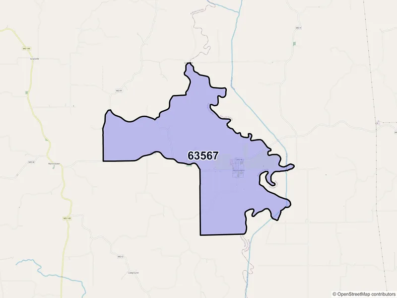 Map of ZIP Code 63567 — Worthington, MO