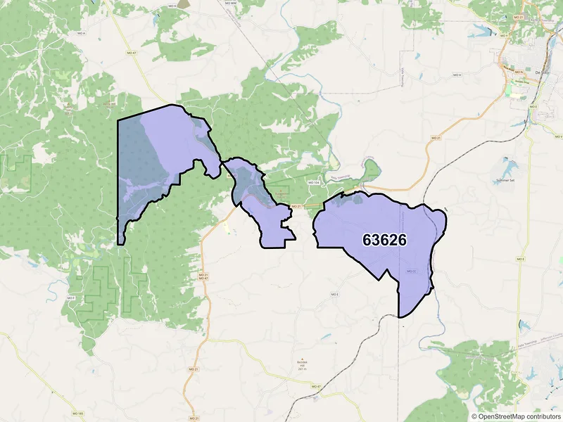 Map of Blackwell, Missouri and ZIP codes