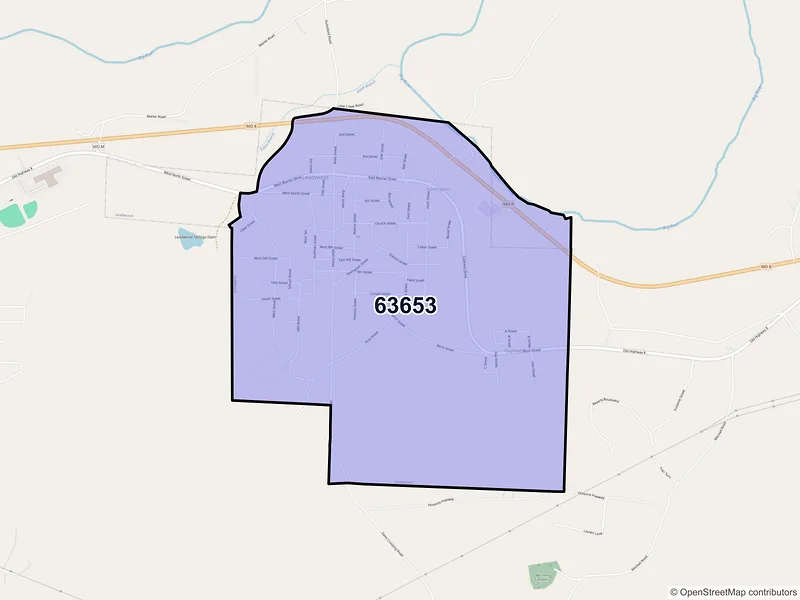 Map of ZIP Code 63653 — Leadwood, MO