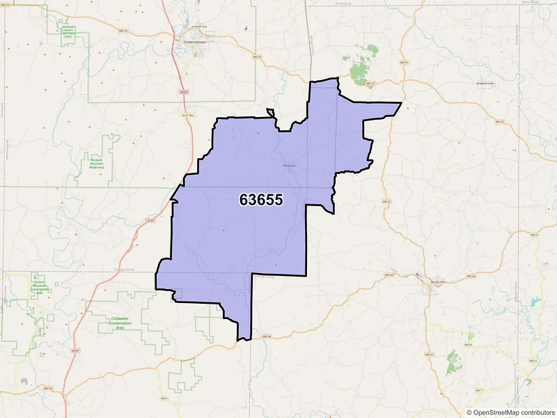 Map of ZIP Code 63655 — Marquand, MO