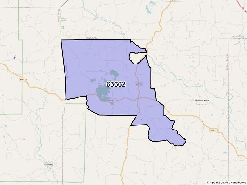 Map of ZIP Code 63662 — Patton, MO