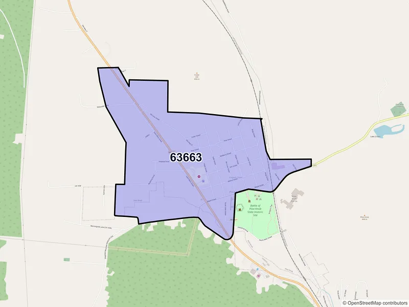 Map of Pilot Knob, Missouri and ZIP codes