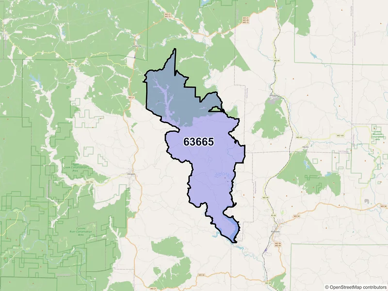Map of ZIP Code 63665 — Redford, MO