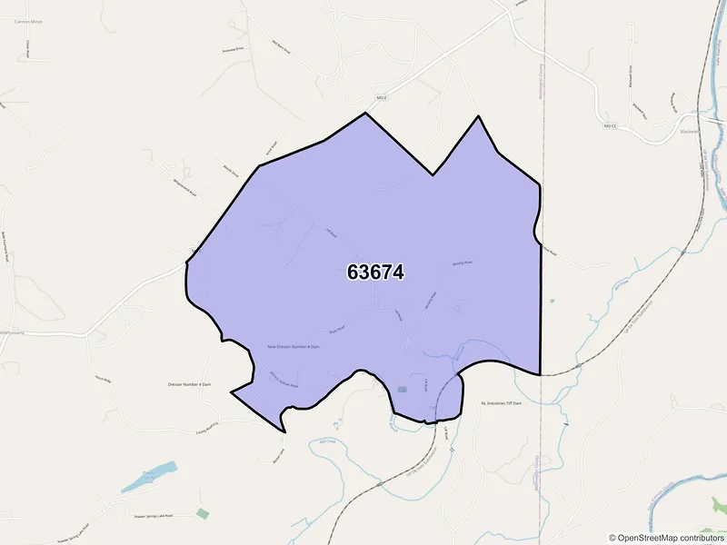 Map of Tiff, Missouri and ZIP codes