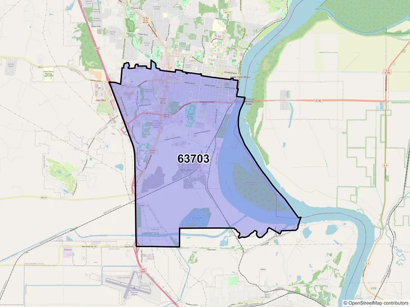 Map of ZIP Code 63703 — Cape Girardeau, MO