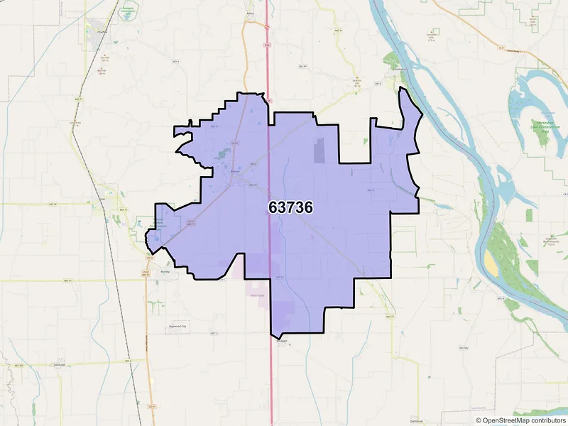 Map of ZIP Code 63736 — Benton, MO