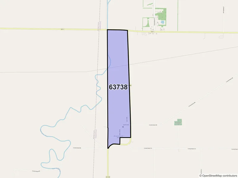 Map of Brownwood, Missouri and ZIP codes