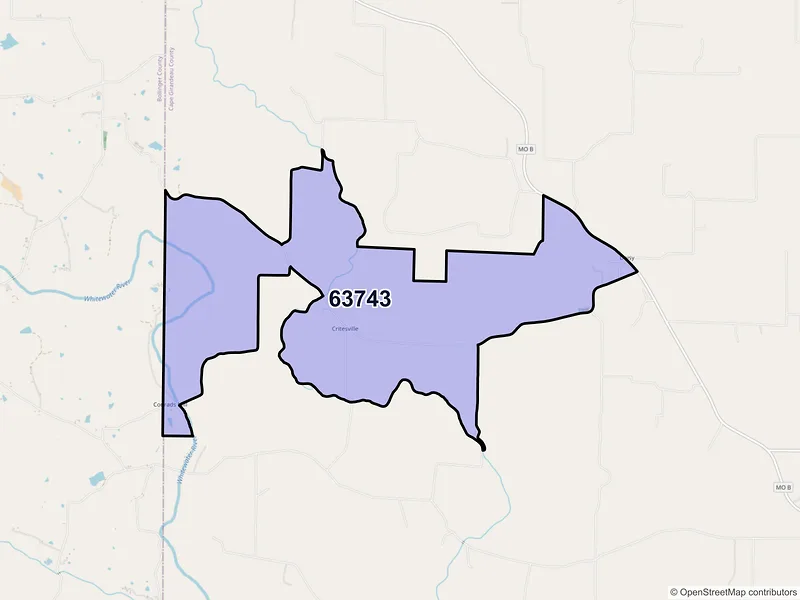 Map of ZIP Code 63743 — Daisy, MO