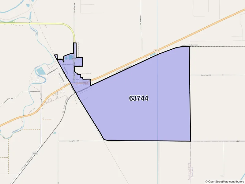 Map of Delta, Missouri and ZIP codes