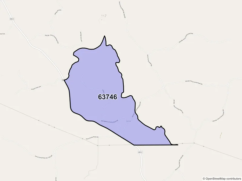 Map of Farrar, Missouri and ZIP codes