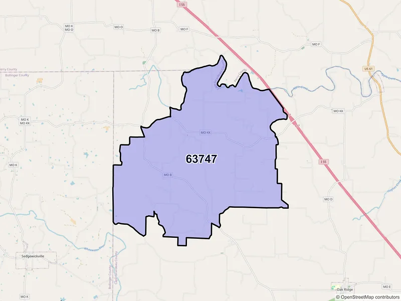 Map of ZIP Code 63747 — Friedheim, MO