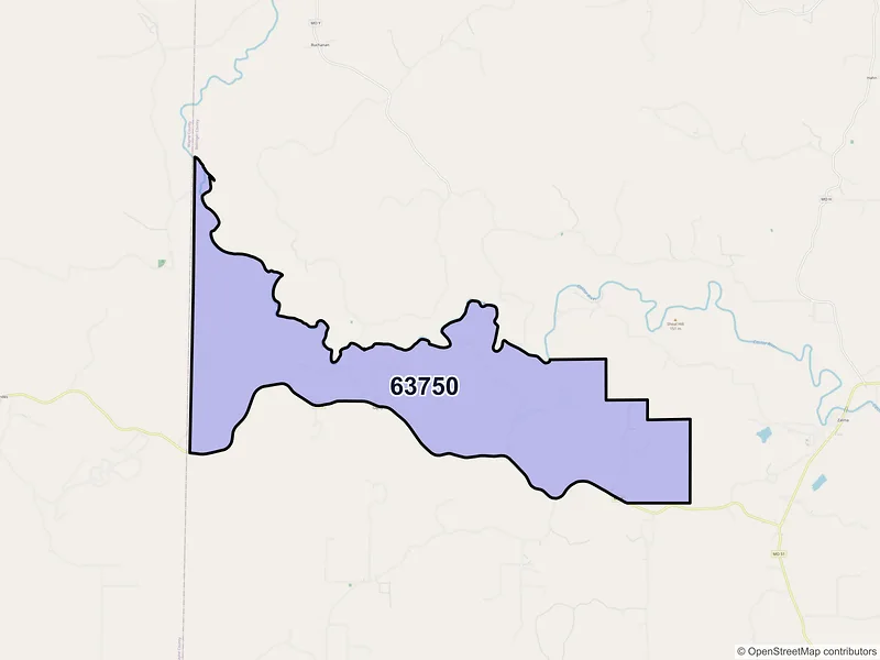 Map of Gipsy, Missouri and ZIP codes