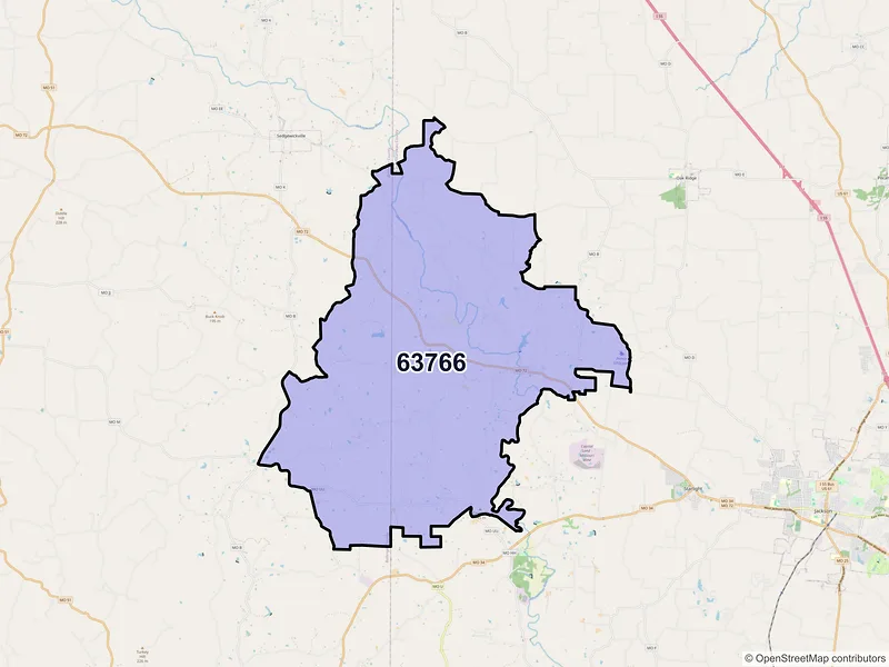 Map of ZIP Code 63766 — Millersville, MO