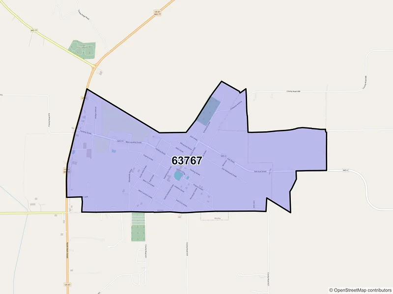 Map of Morley, Missouri and ZIP codes