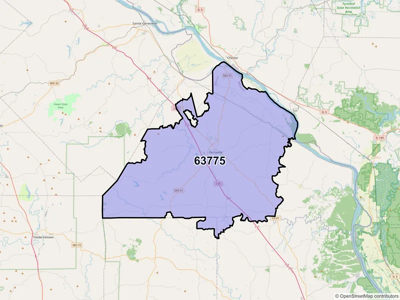 Map of ZIP Code 63775 — Perryville, MO