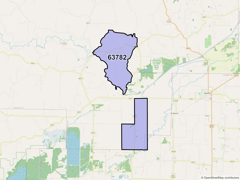 Map of Sturdivant, Missouri and ZIP codes