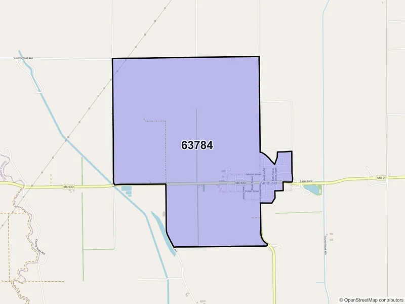 Map of Vanduser, Missouri and ZIP codes
