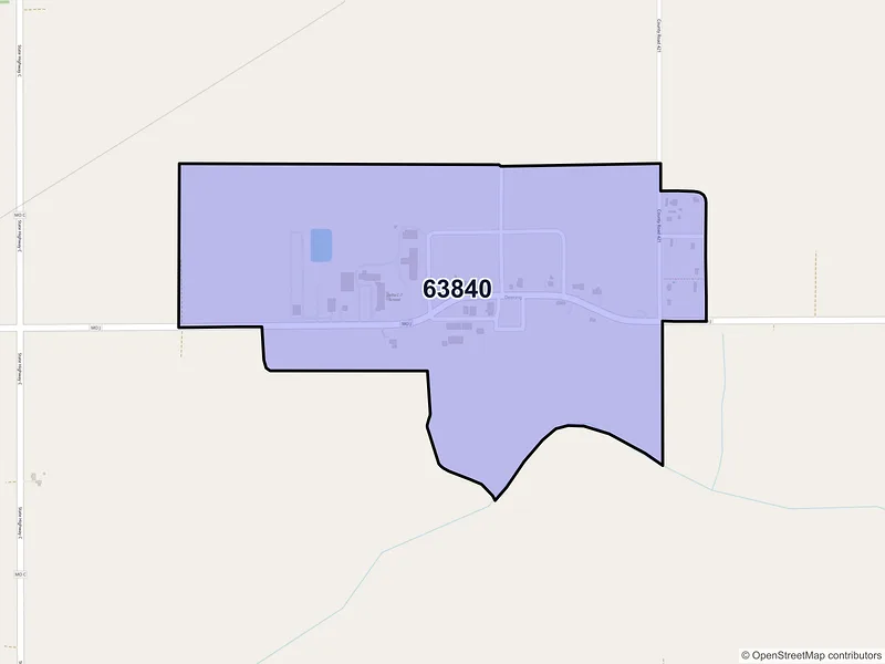Map of Deering, Missouri and ZIP codes