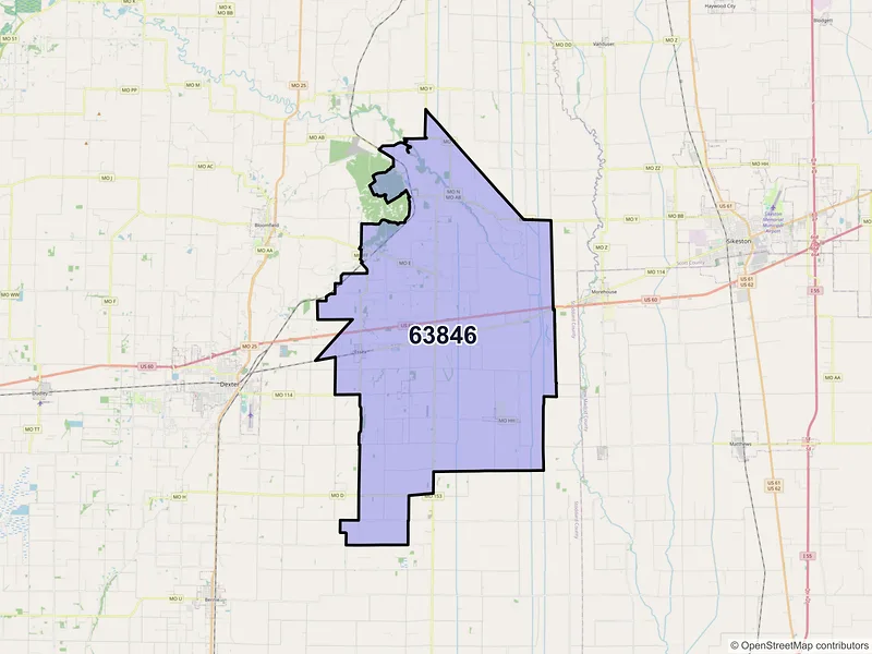 Map of ZIP Code 63846 — Essex, MO
