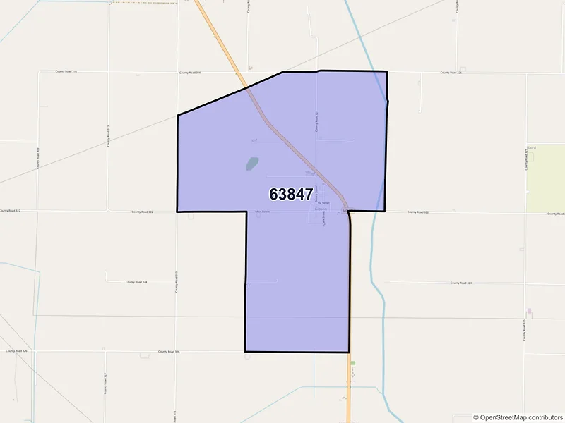Map of Gibson, Missouri and ZIP codes