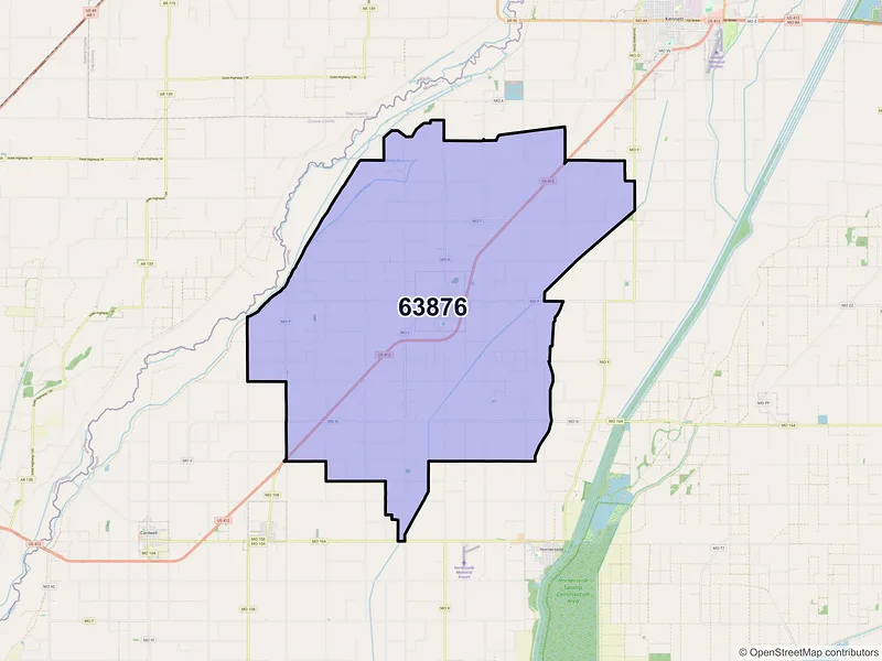 Map of ZIP Code 63876 — Senath, MO