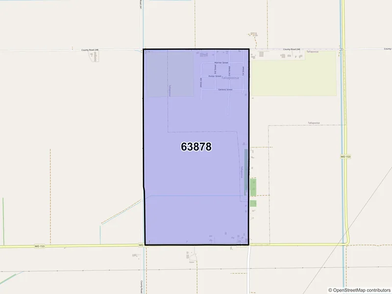 Map of Tallapoosa, Missouri and ZIP codes
