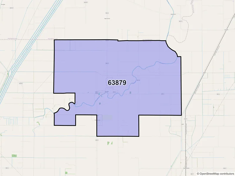Map of ZIP Code 63879 — Wardell, MO
