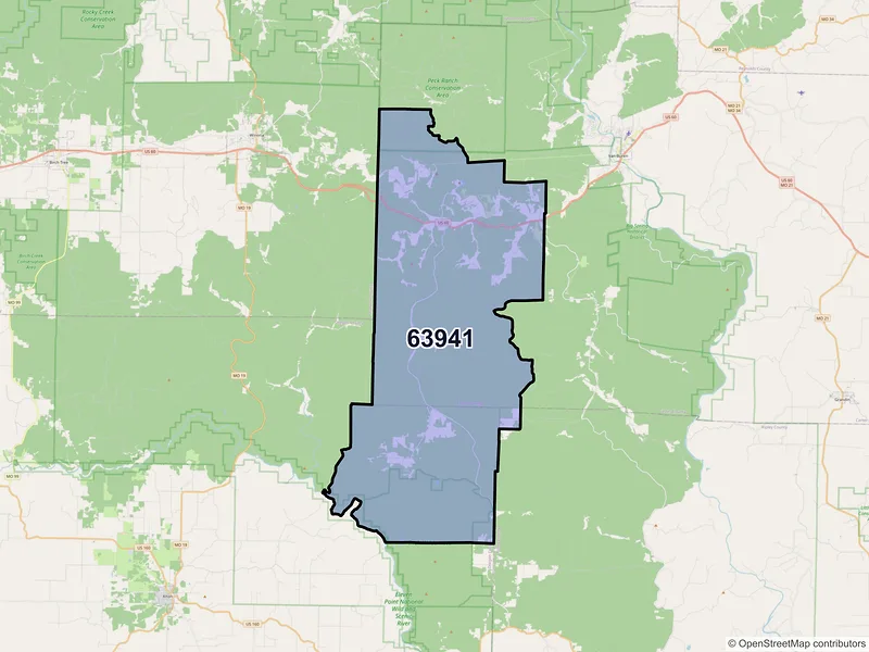 Map of Fremont, Missouri and ZIP codes